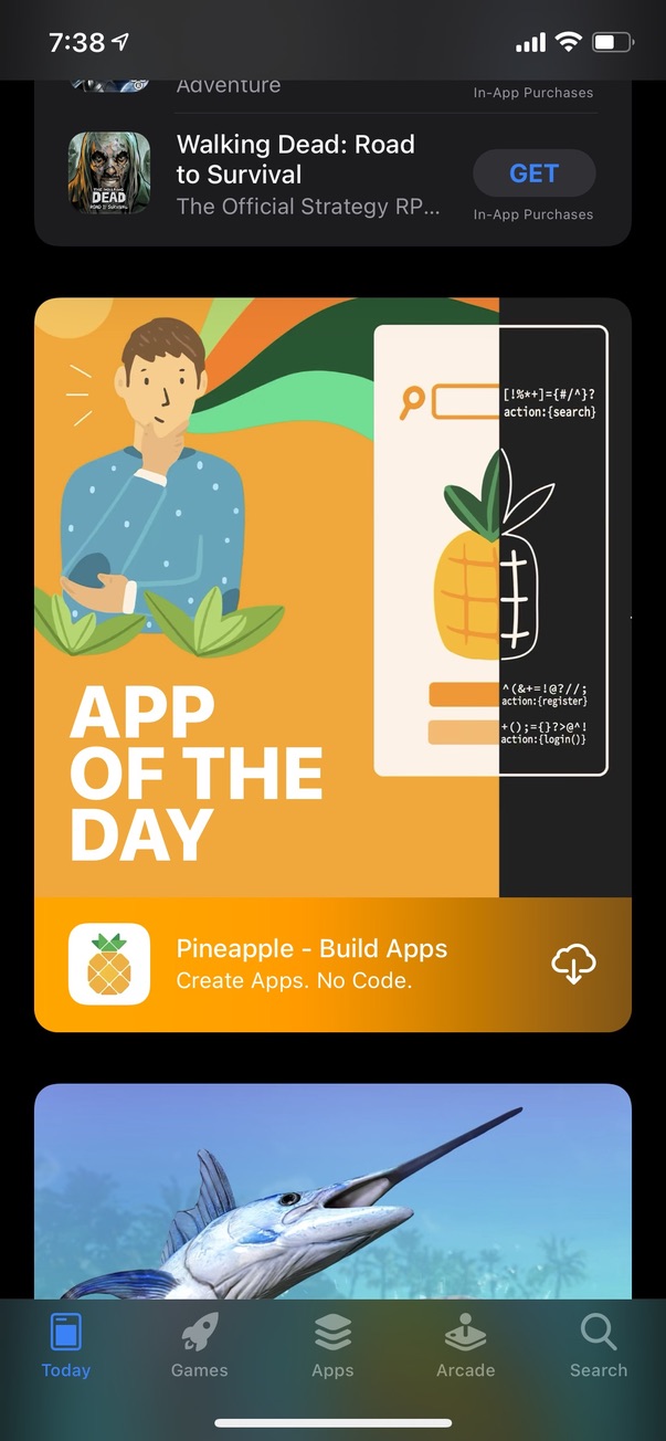 Screenshot of Pineapple as Apple App of the Day