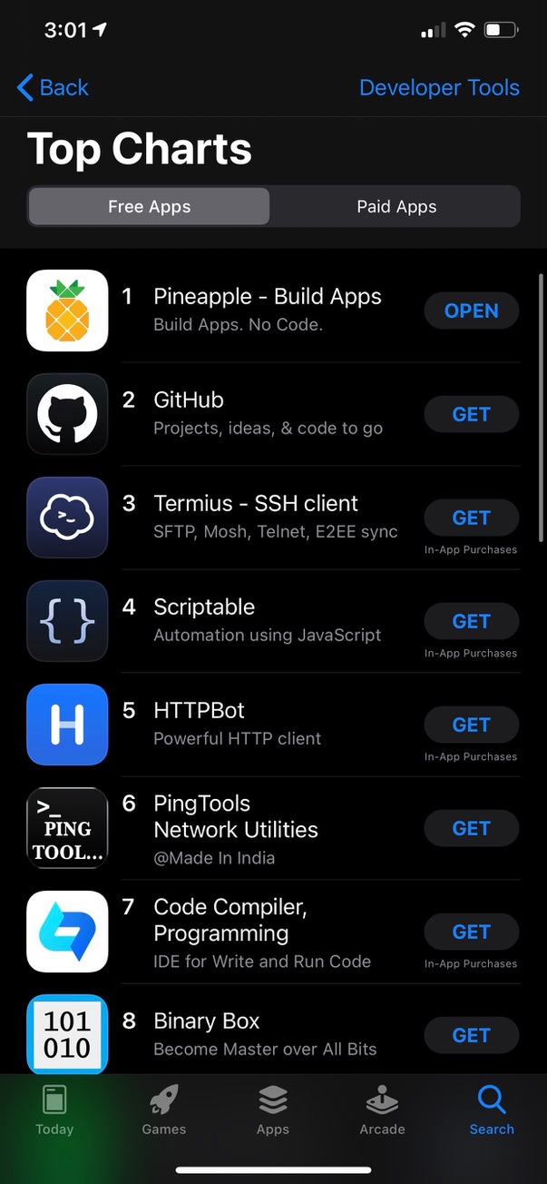 Screenshot of Pineapple as Top 1 App in the Apple App Store